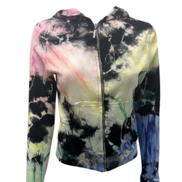 EUC Hard Tail Forever Thin Ribbed Full Zip Tie-Dye Hoodie Size Small - Picture 1 of 9